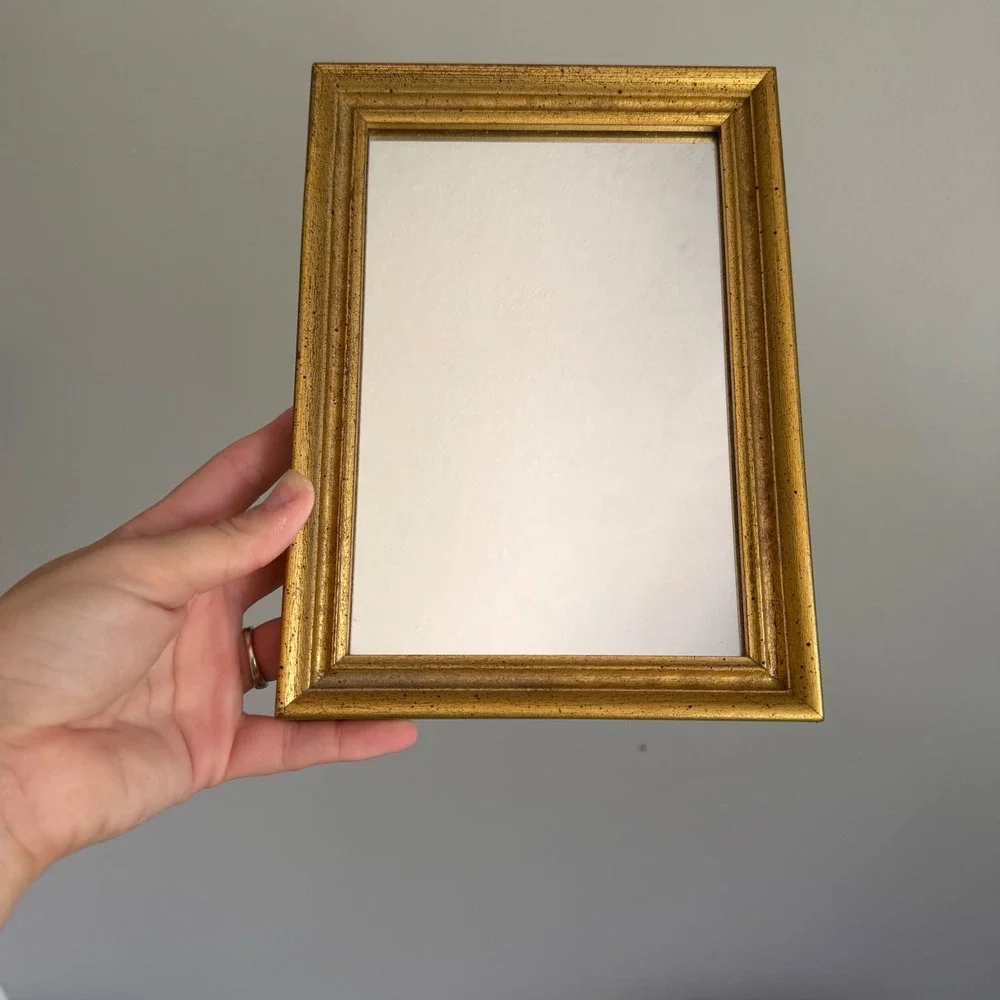 Jon-Don Studios Custom Framed Gold Mirror Vintage Style Small Wall Decor 6.5x8.5